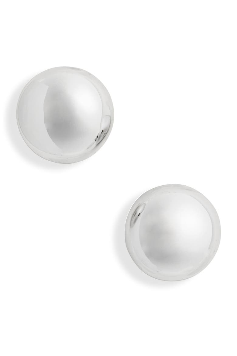 Button Stud Earrings, Main, color, LIGHT SILVER OX