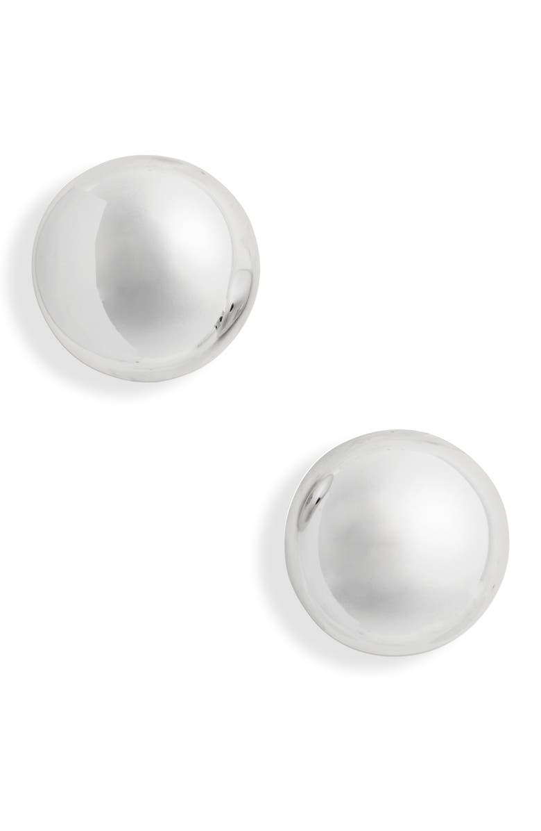 Madewell Button Stud Earrings, Main, color, Light Silver Ox