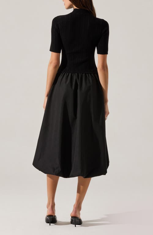 Astr The Label Carerlion Mixed Media Bubble Hem Dress In Black