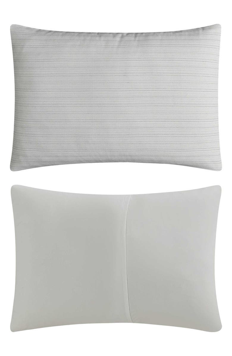 Kenneth Cole Reaction Space Dye Grid Yarn Waffle Reversible Comforter & Sham Set, Alternate, color, Medium / Dark Grey