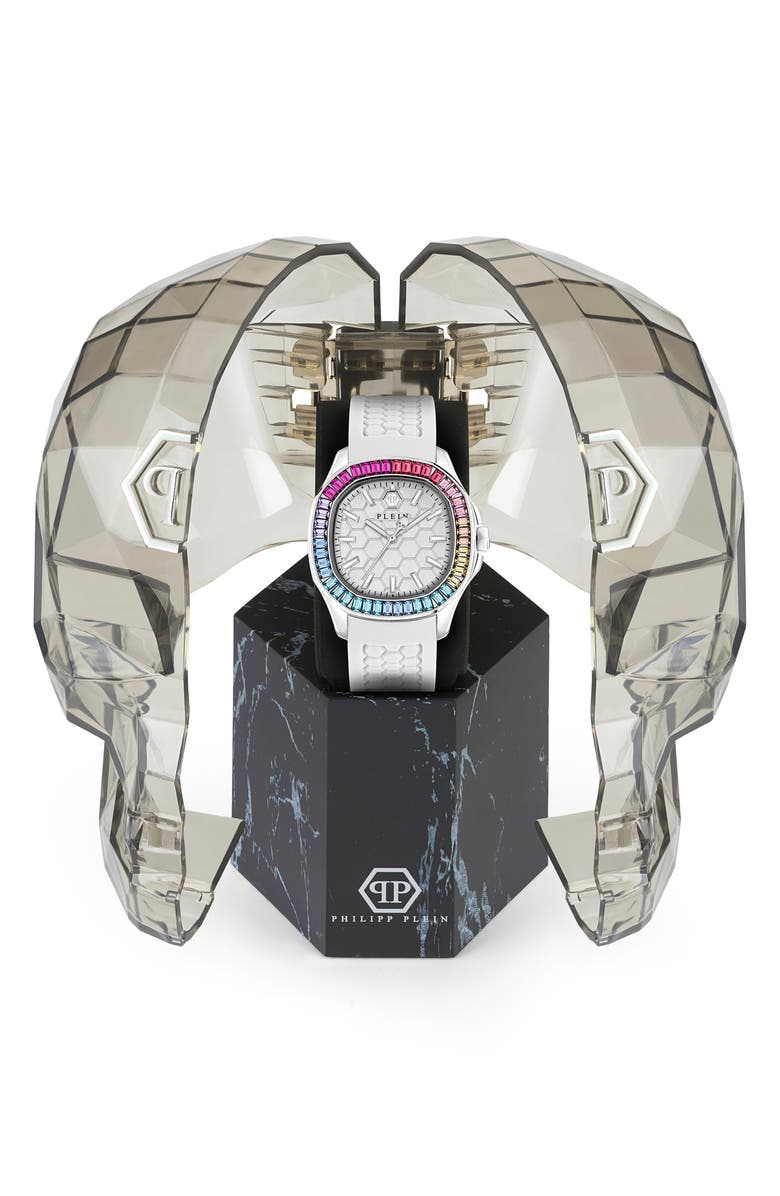 PHILIPP PLEIN Spectre Silicone Strap Watch, 38mm x 45mm, Alternate, color, Ip Stainless Steel