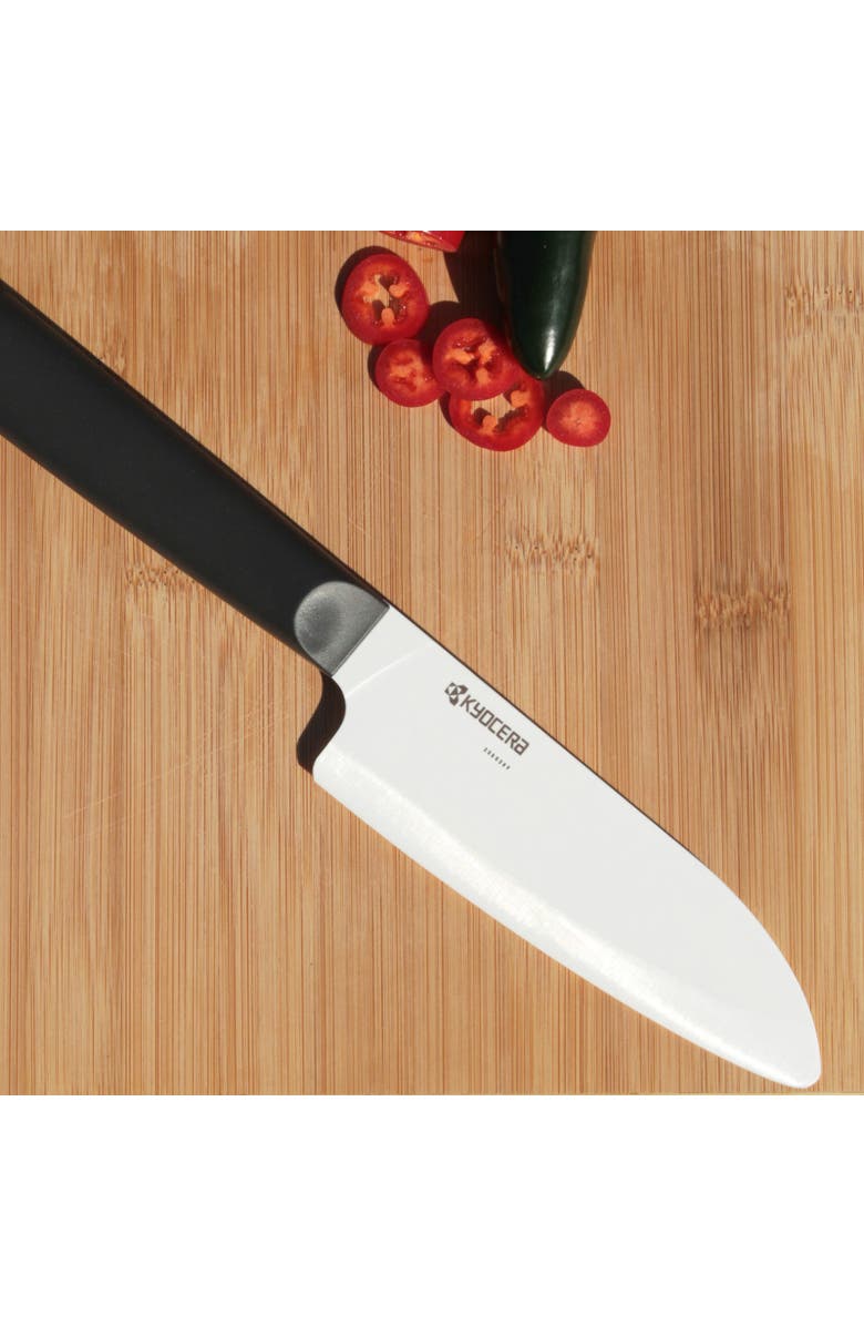 Kyocera INNOVATIONwhite<sup>®</sup> 6-Inch Ceramic Santoku Chef's Knife, White Blade with Non-Slip Black Handle, Alternate, color, White