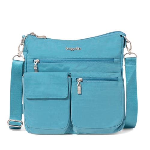 Baggallini Modern Everywhere Slim Crossbody Bag With Rfid Wristlet In Seaside Blue
