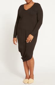 Universal Standard Iconic Geneva Long Sleeve Asymmetric Dress