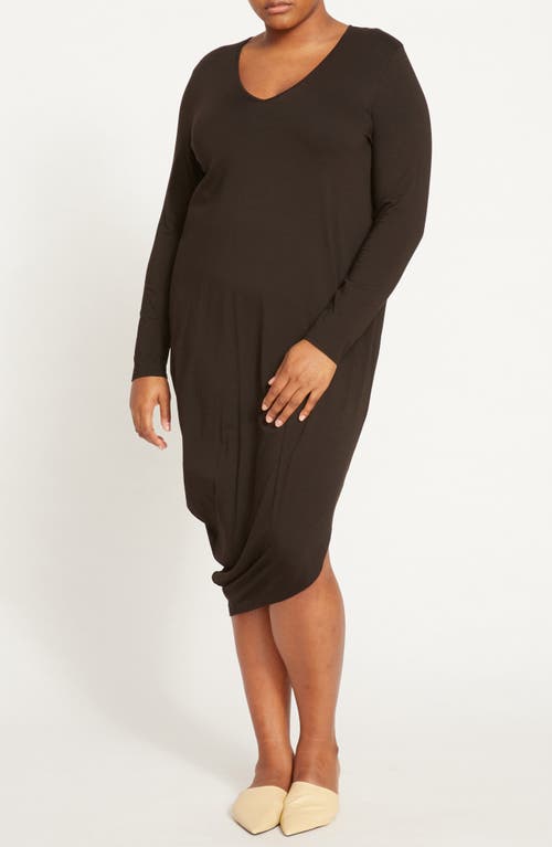 UNIVERSAL STANDARD UNIVERSAL STANDARD ICONIC GENEVA LONG SLEEVE ASYMMETRIC DRESS