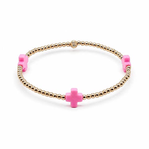 Halo Pink Cross Bracelet