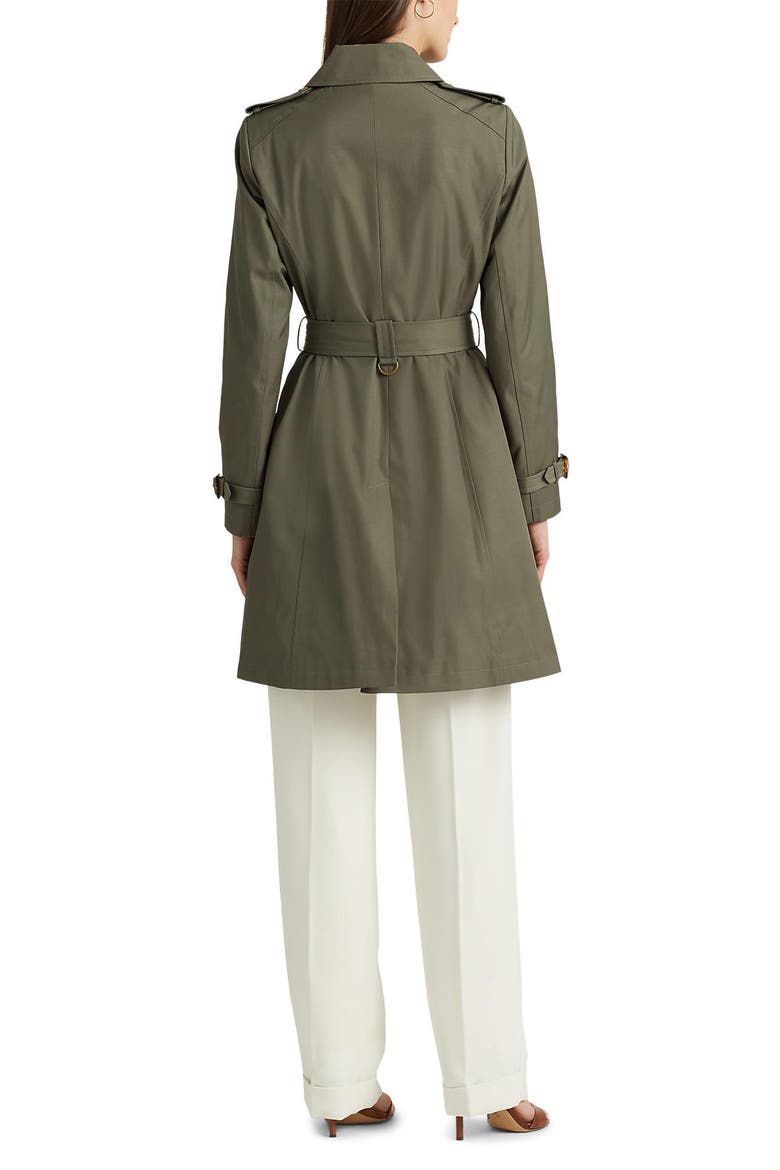 Double Breasted Water Repellent Cotton Blend Trench Coat, Alternate, color, SUMMER SAGE