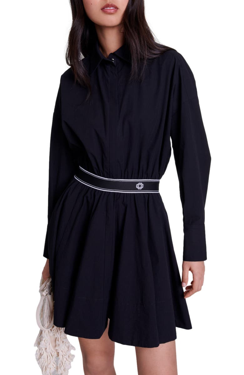 maje Short elasticated shirt dress, Main, color,