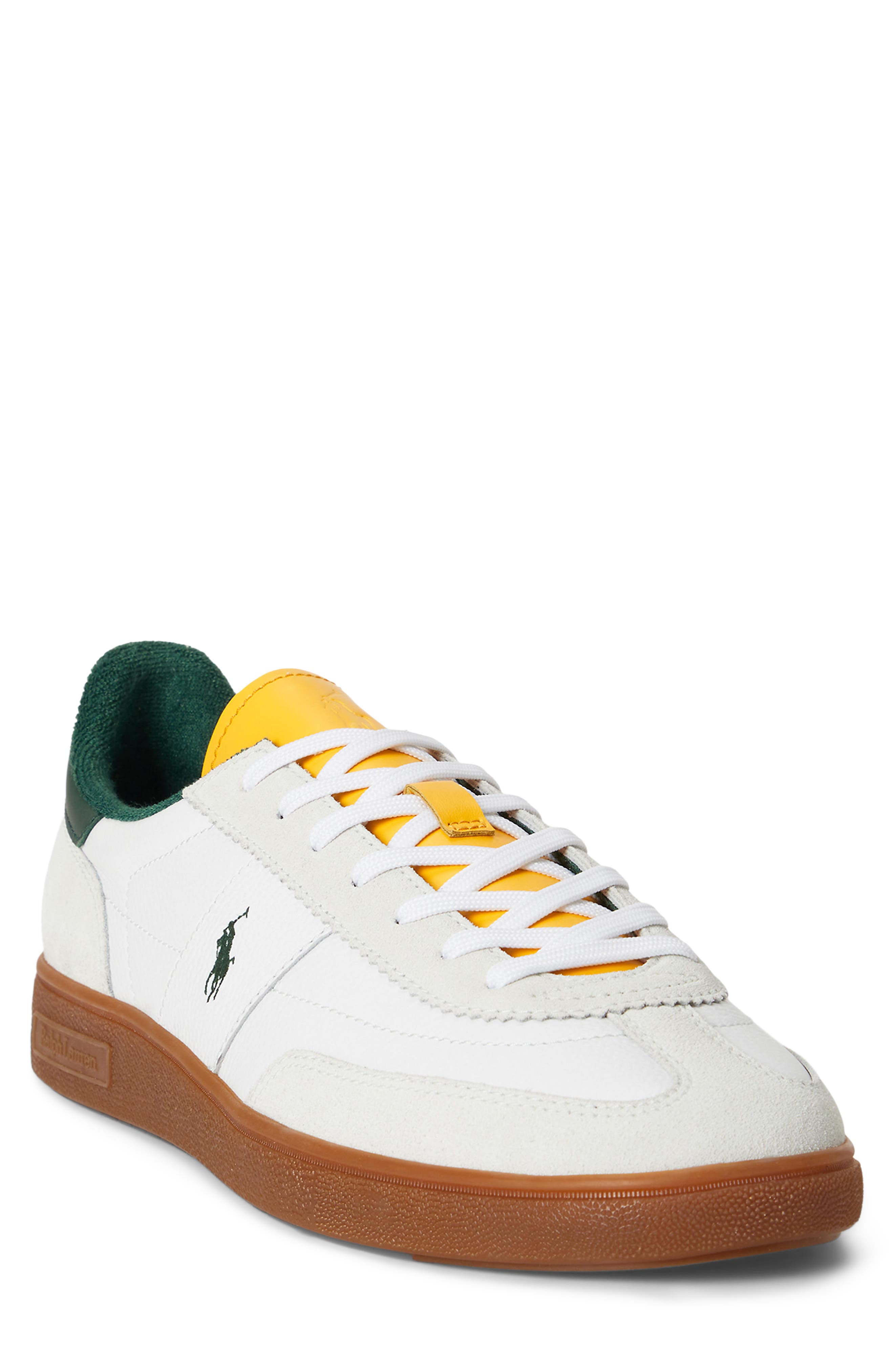 Bedford Low Top Sneaker, Main, color, WHITE/ PINE/ GOLD BUGLE