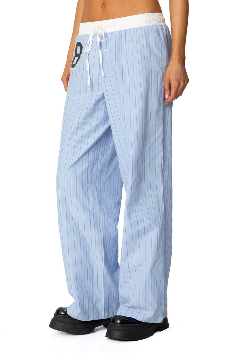 Contrast Waist Stripe Wide Leg Sweatpants, Alternate, color, BLUE