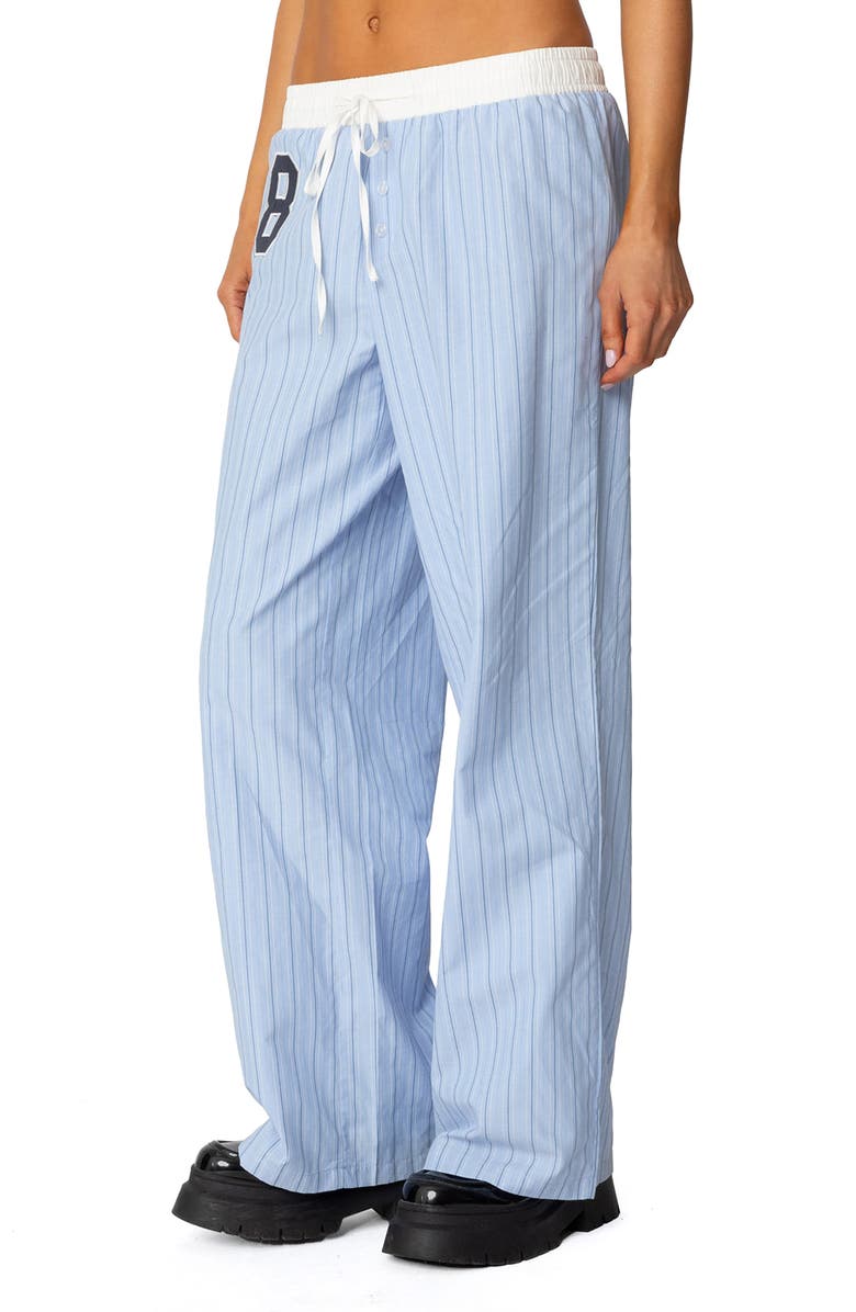 EDIKTED Contrast Waist Stripe Wide Leg Sweatpants, Alternate, color, Blue