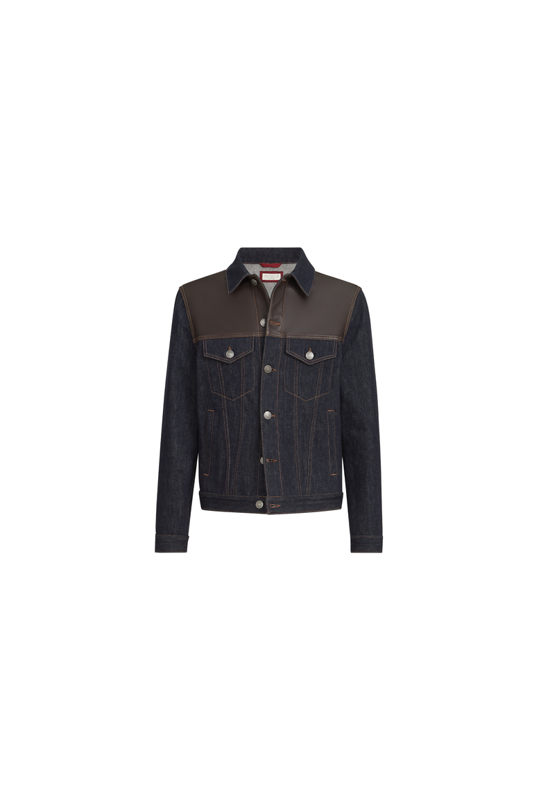 Paneled no-fade denim four-pocket jacket, Alternate, color, Blue
