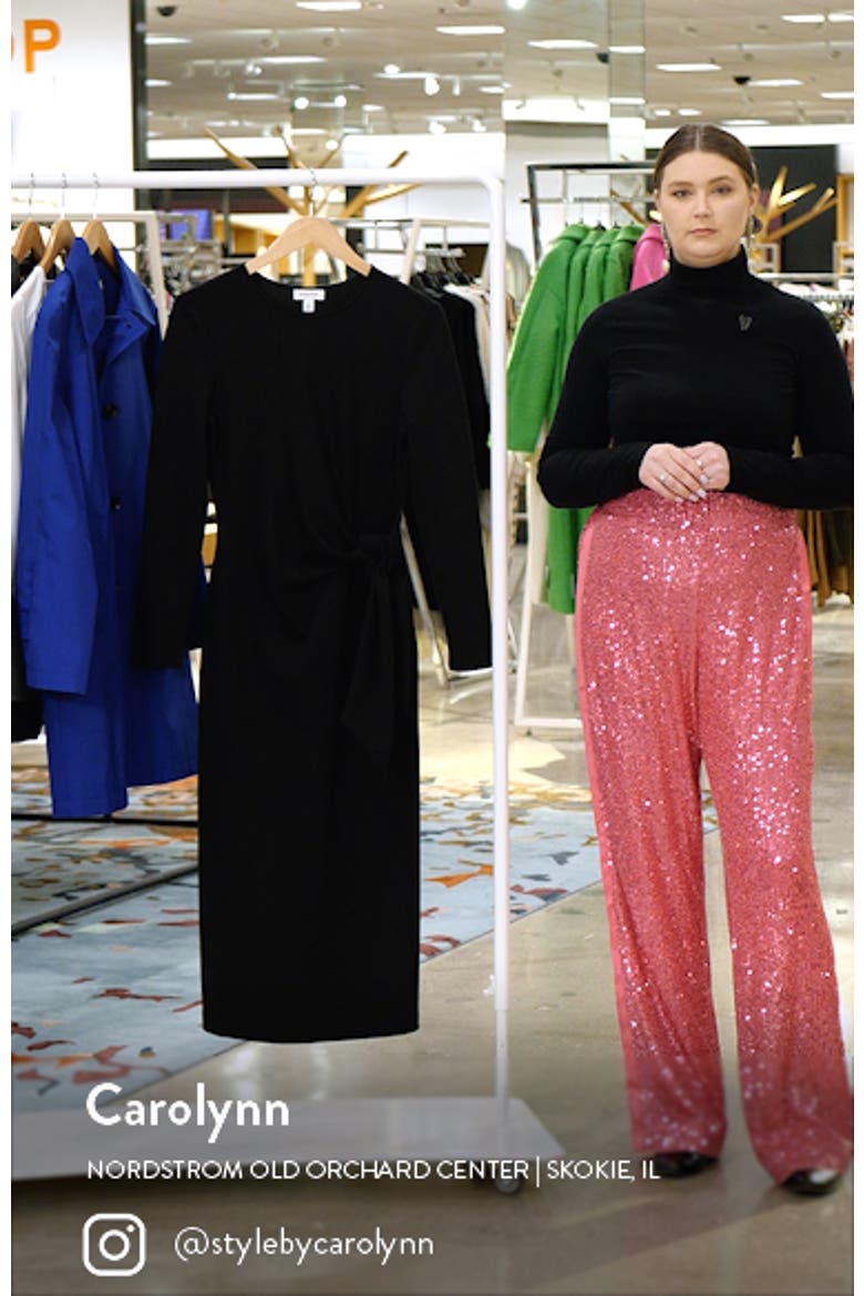 nordstrom tie waist long sleeve knit midi dress Topshop Tie Waist Long Sleeve Knit Midi Dress