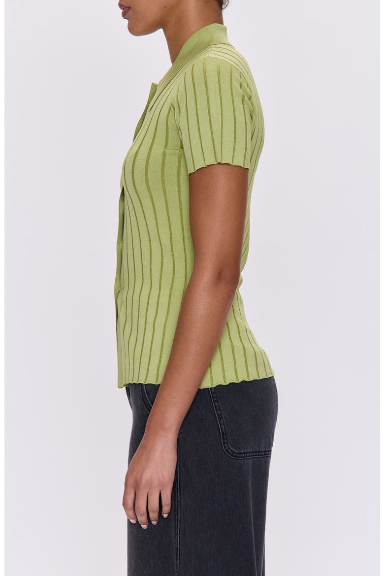 Dominque Rib Short Sleeve Button-Up Shirt, Alternate, color, SOFT LIME