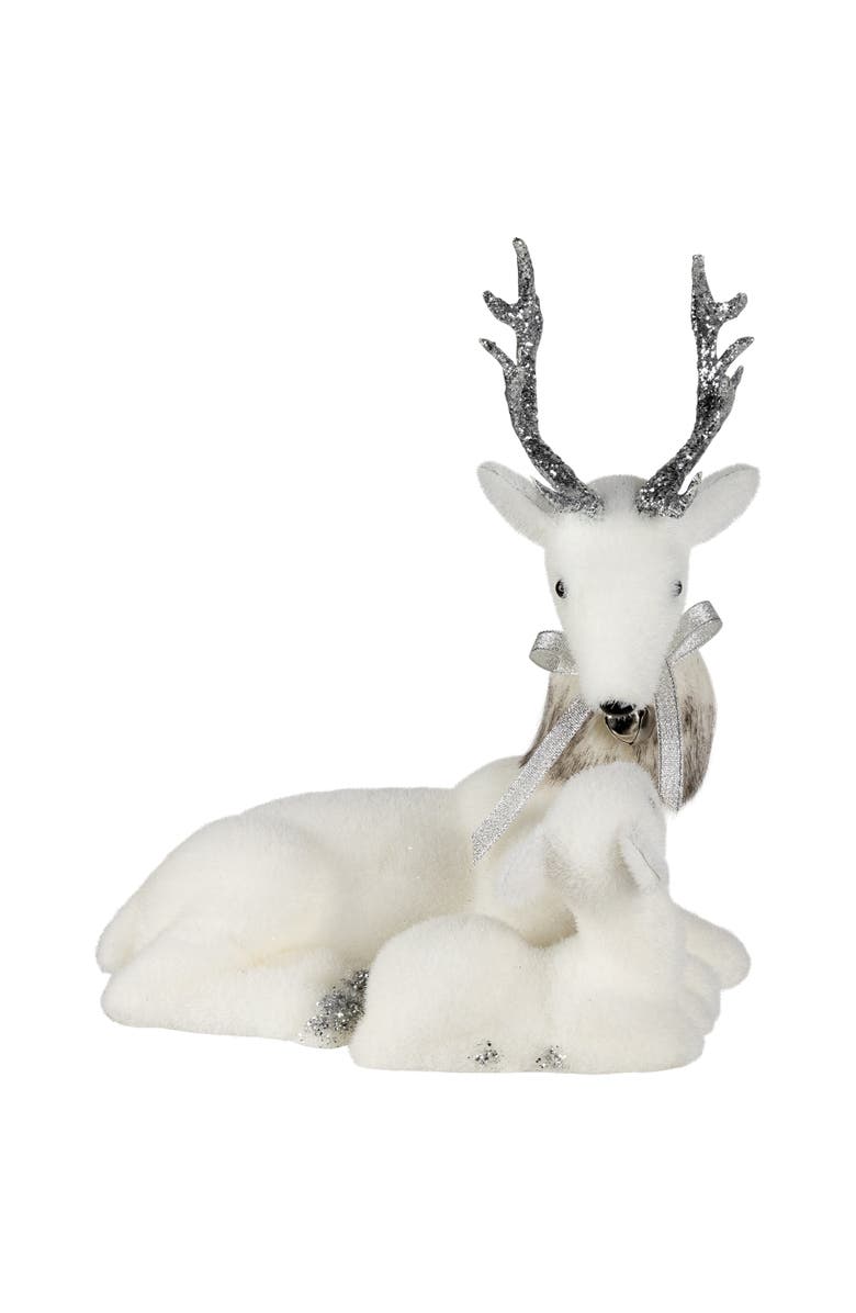 Northlight Laying Reindeer Mom and Calf Christmas Figurine - 11.5", Alternate, color, White