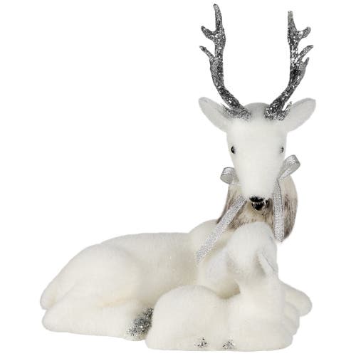 Northlight Laying Reindeer Mom And Calf Christmas Figurine In White