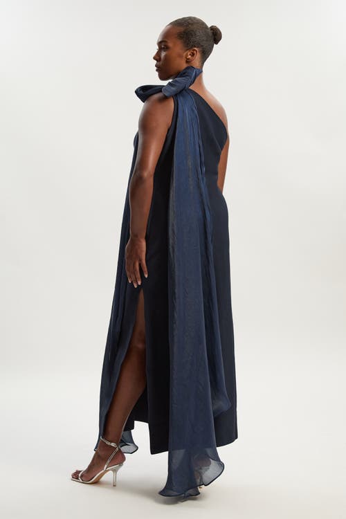 Karen Millen Tassel Sleeve Detail Maxi Dress In Blue