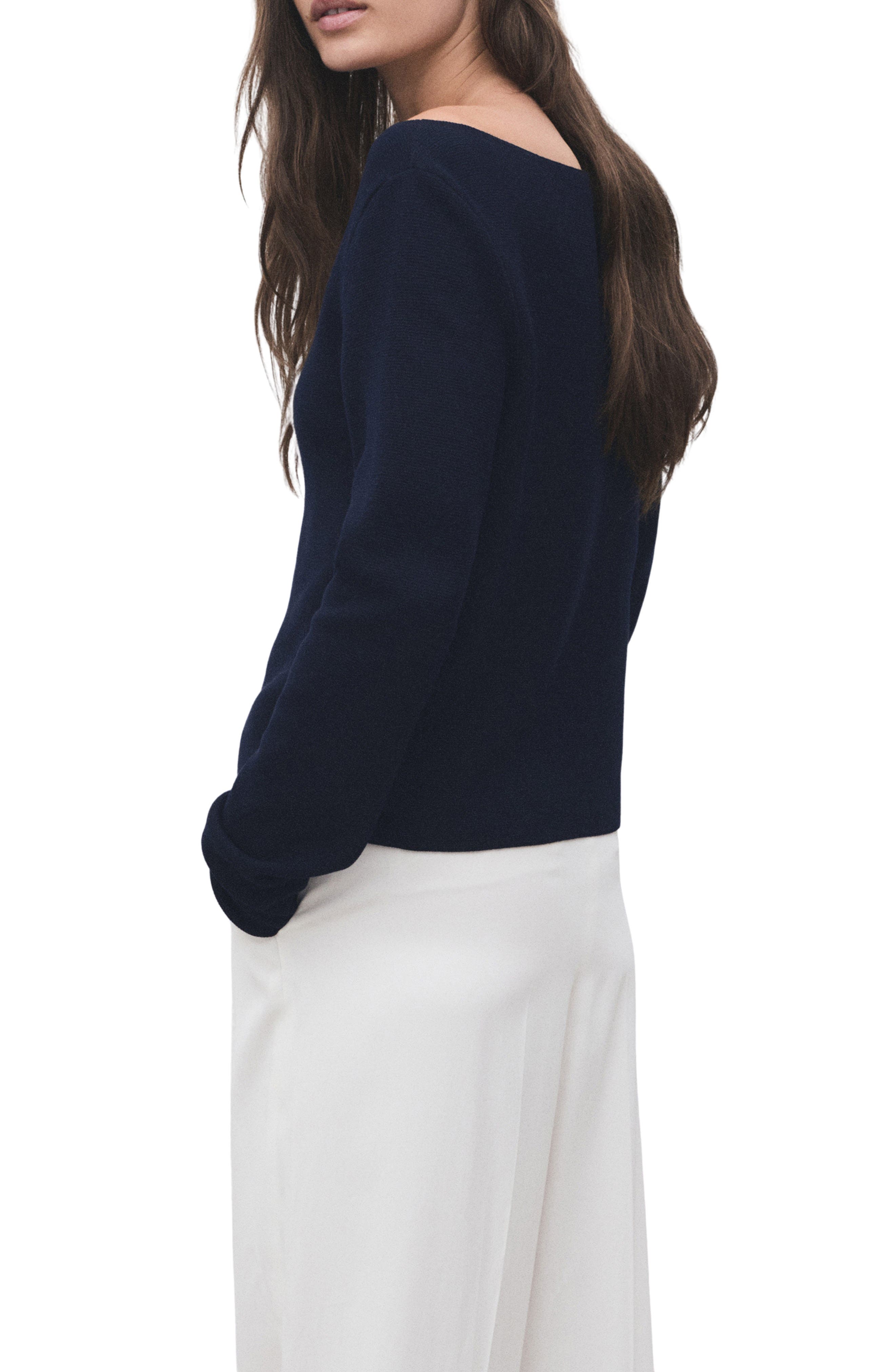 Fine Knit Boat Neck Sweater - image 2