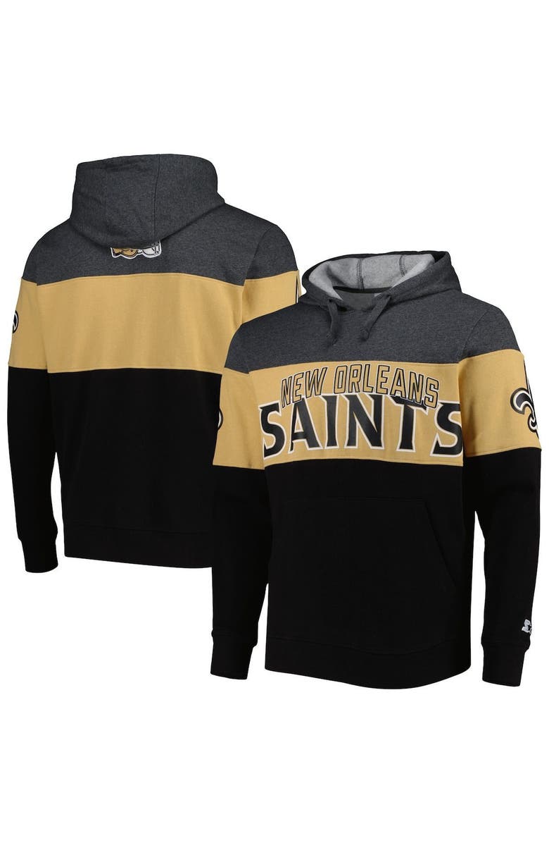 STARTER Men's Starter Black/Heather Gray New Orleans Saints Extreme Pullover Hoodie, Main, color, Gray