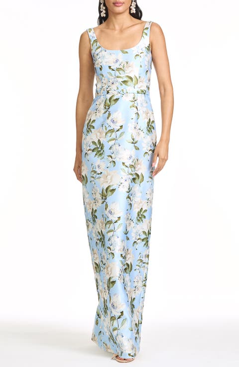 Lana Floral Satin Mikado Gown