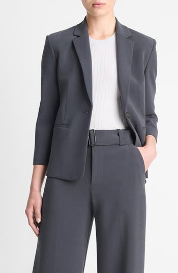 Vince Shrunken Bracelet-sleeve Blazer In Graphite