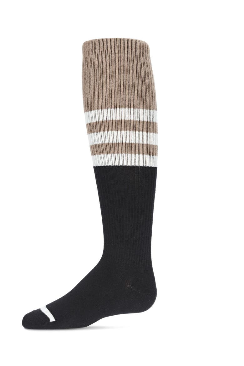 Two-Tone Stripe Knee-High Socks, Main, color, Black
