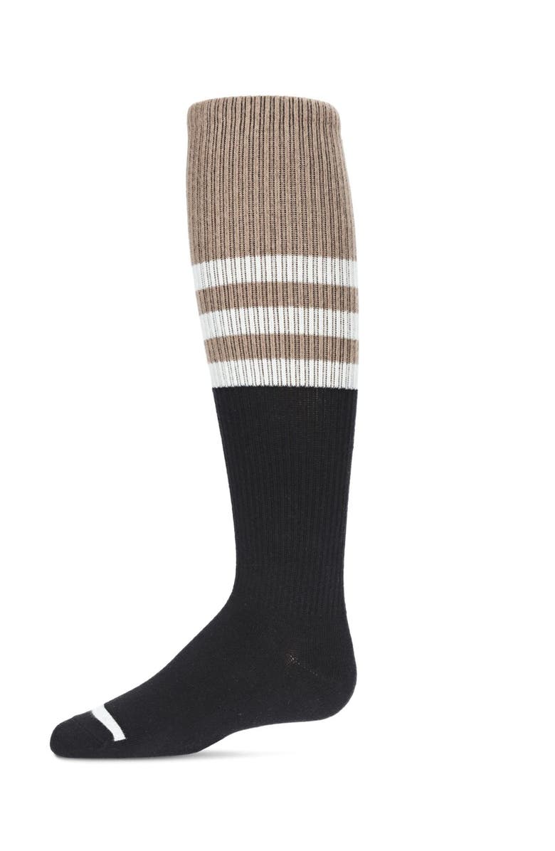 MeMoi Two-Tone Stripe Knee-High Socks, Main, color, Black