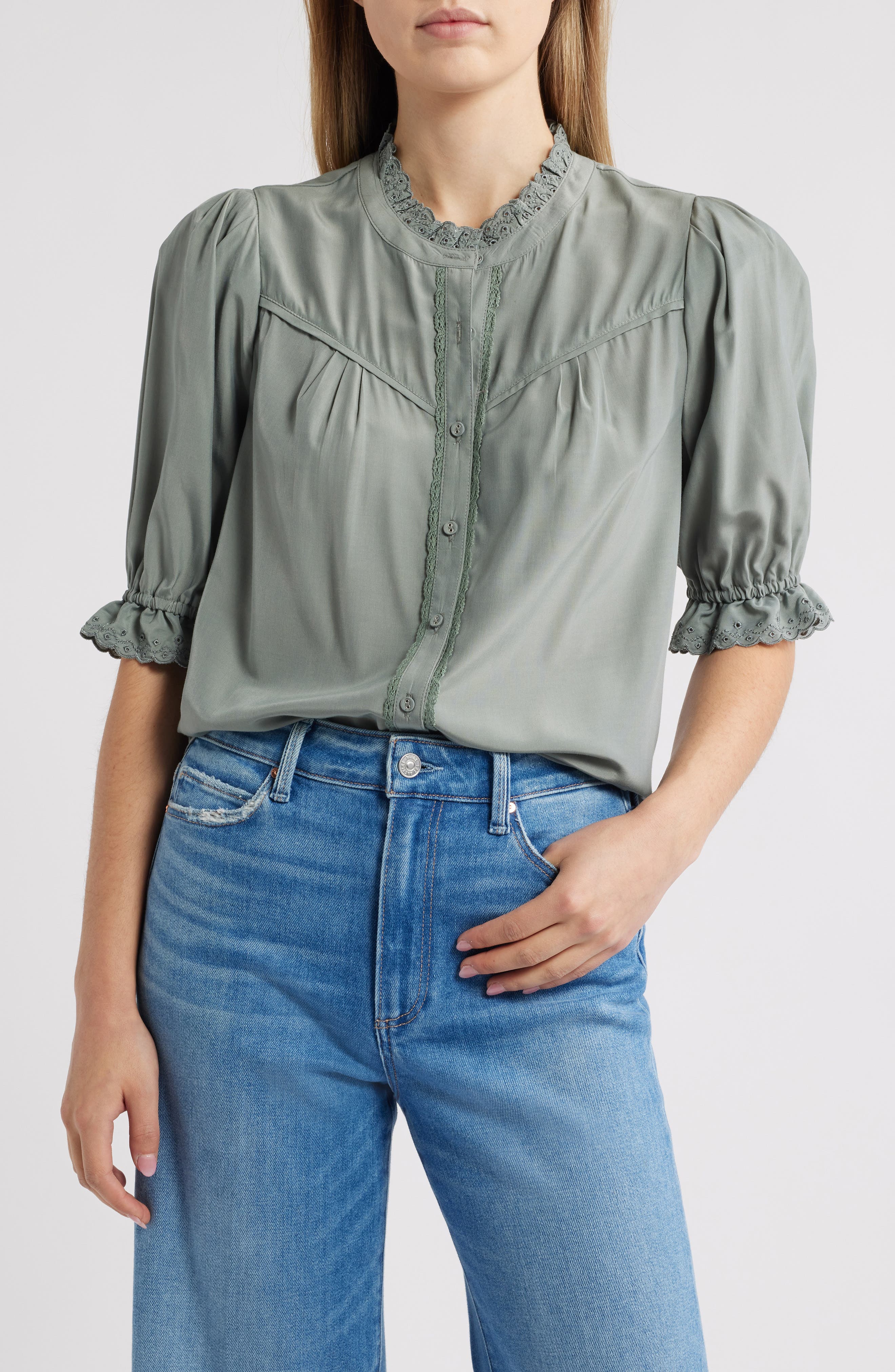 Wit & Wisdom Eyelet Accent Top
