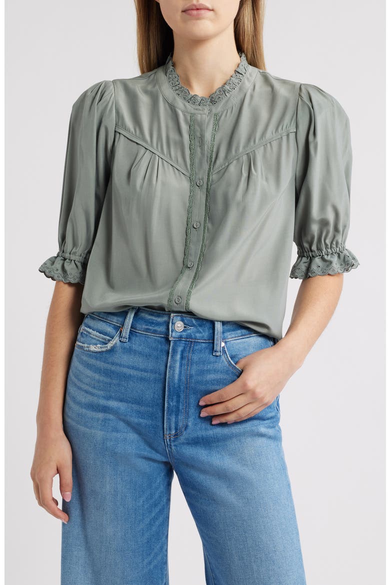 Eyelet Accent Top, Main, color, DEEP SEAGRASS