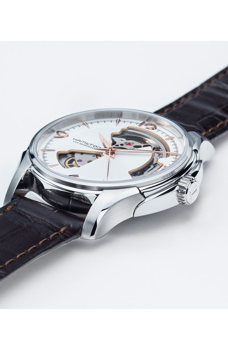 Hamilton Jazzmaster Open Heart Automatic Leather Strap Watch, 40mm, Alternate, color,