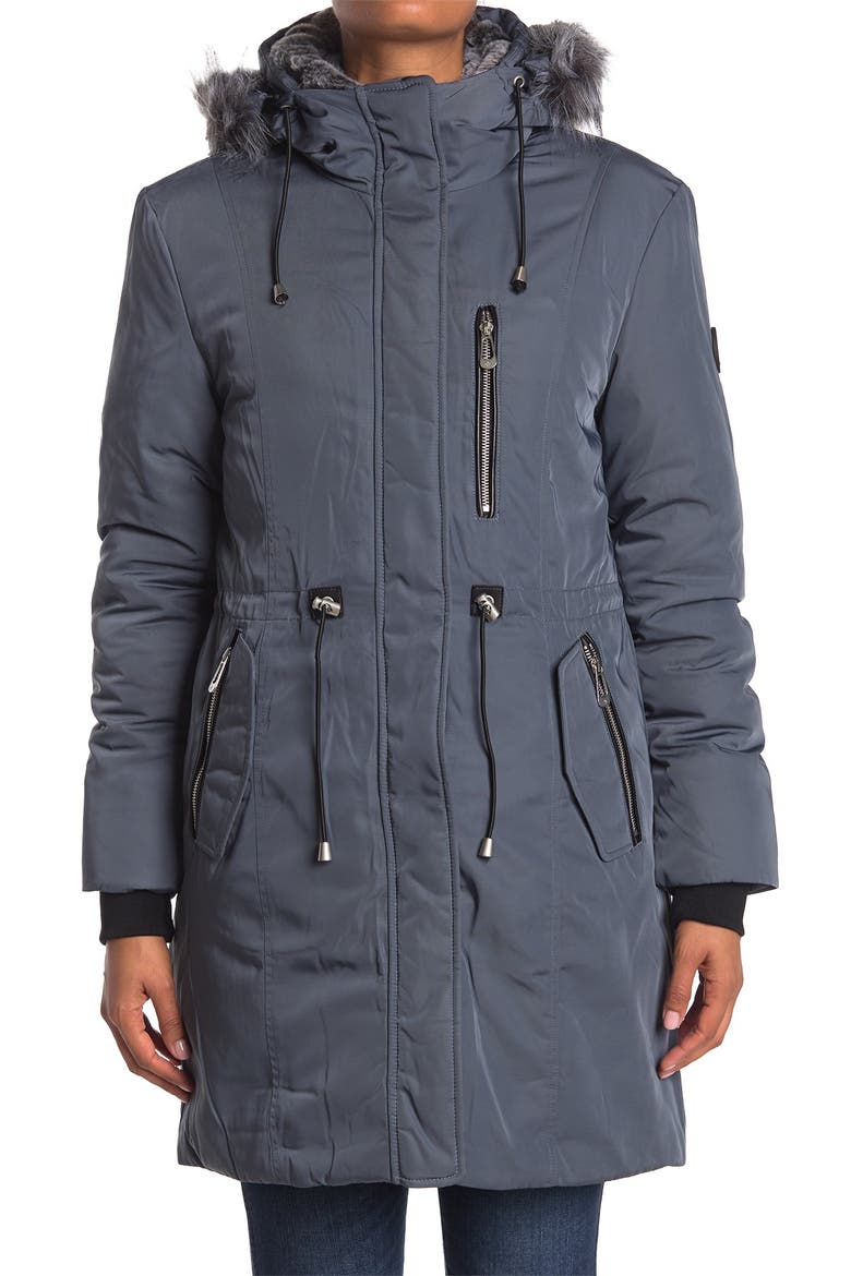 Scarlet Heavyweight Coat With Fuax Fur Hood, Alternate, color, MOONSTONE