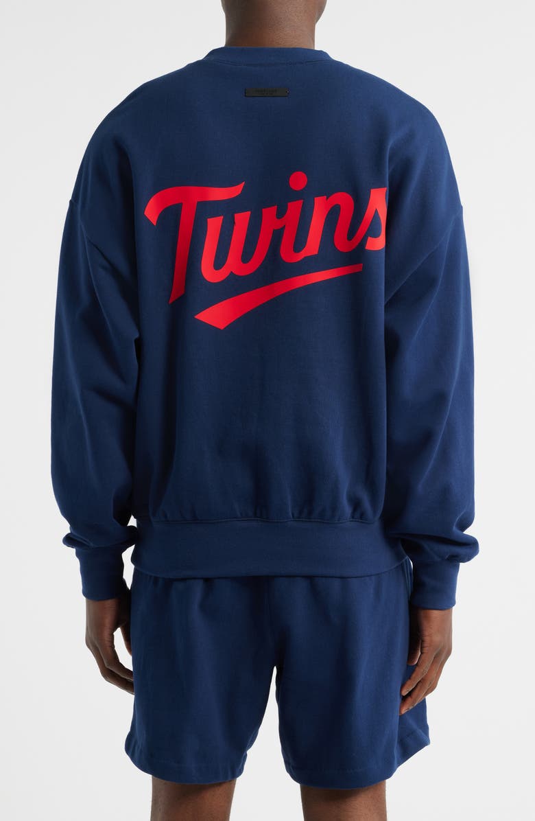 Fear of God Essentials Twins Sports Fit Crewneck Cotton Sweatshirt, Alternate, color, Navy