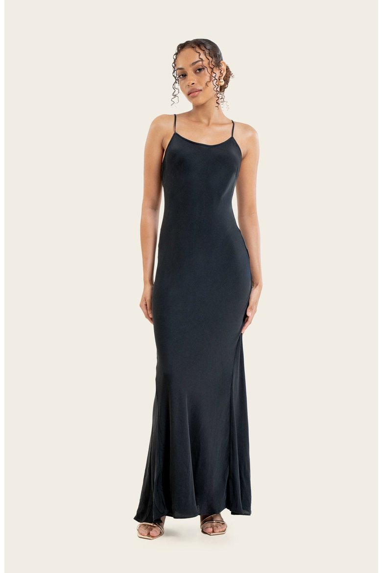Monroe Silk Maxi Dress Set, Alternate, color, Black
