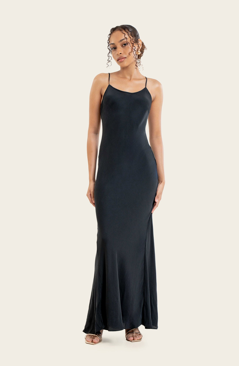 Italic Monroe Silk Maxi Dress Set, Alternate, color, Black