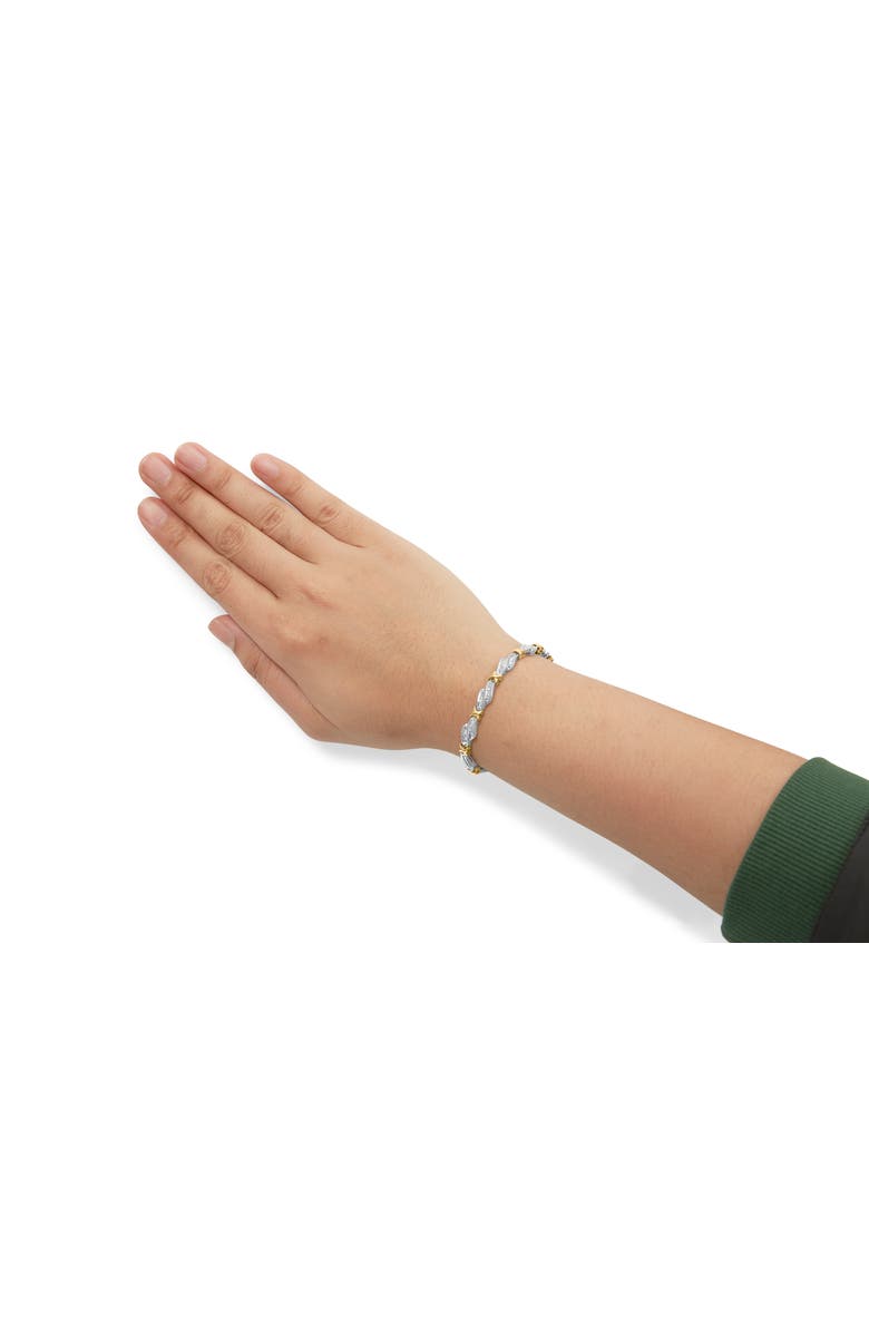 Haus of Brilliance 10k Two-Toned Gold 2.00 Cttw Diamond Weave and "X" Spiral Link Bracelet, Alternate, color, Yellow