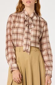 ASTR the Label Mabry Tie Neck Long Sleeve Top