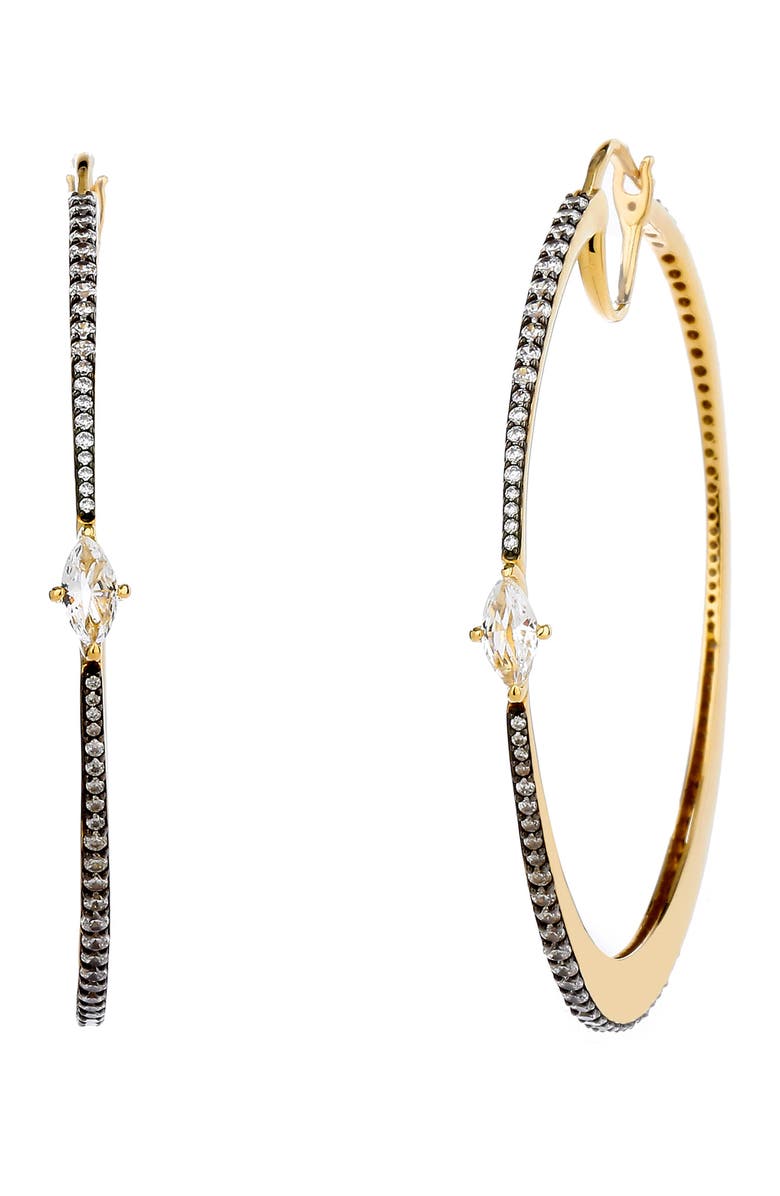 Nadri Large White Topaz Hoop Earrings, Main, color, 