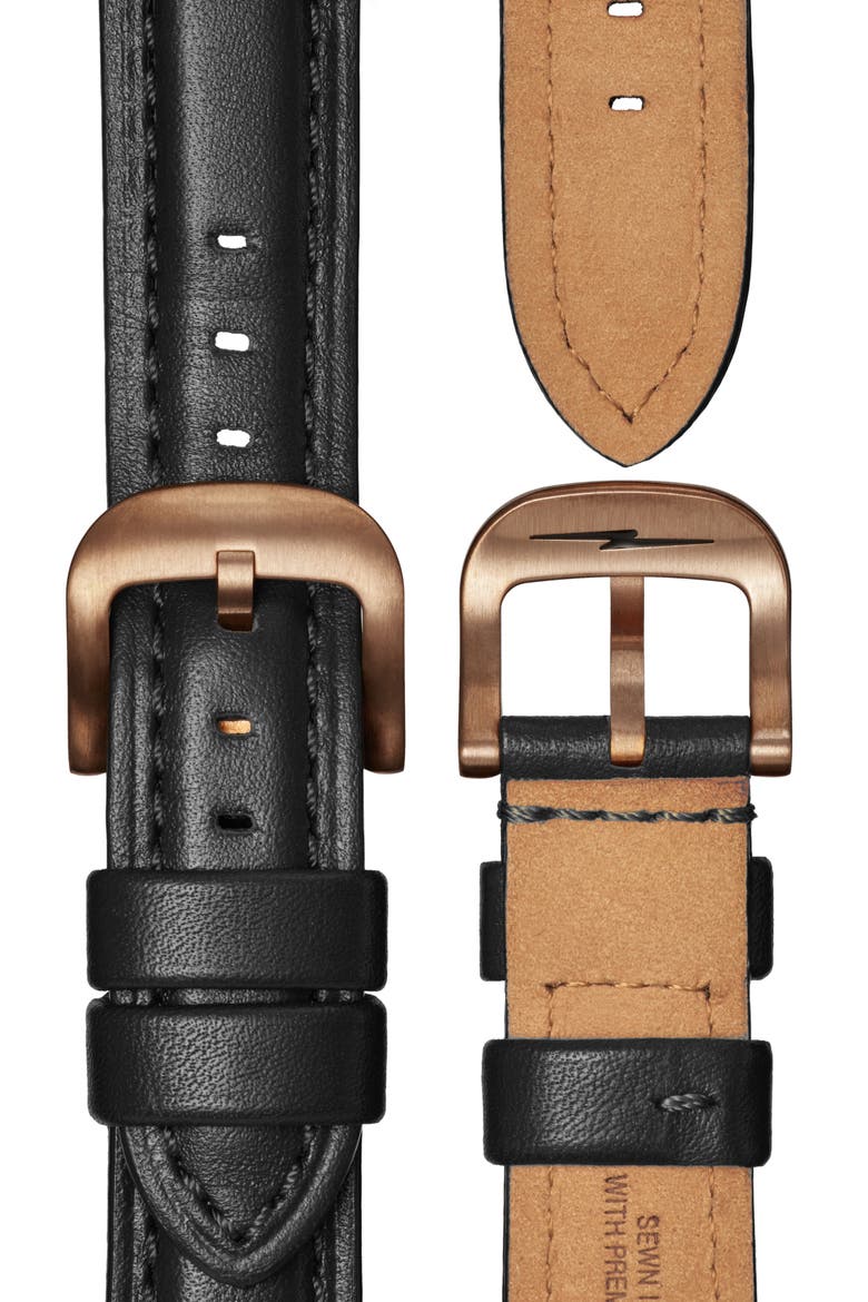 Argonite-1069 Leather Strap Watch, 43mm, Alternate, color, BLACK
