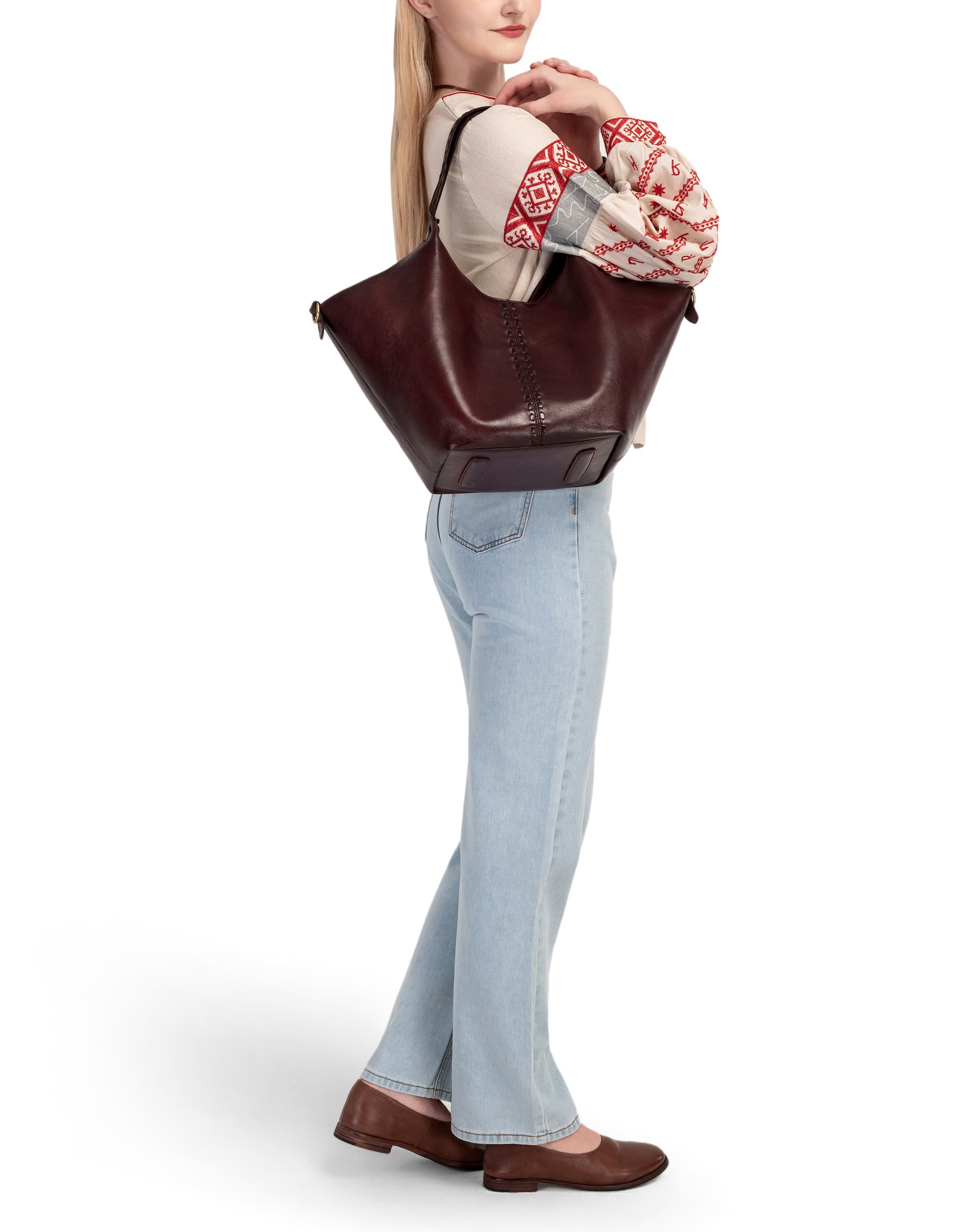 Wisteria Small Handwoven Leather Tote, Alternate, color, Burgundy