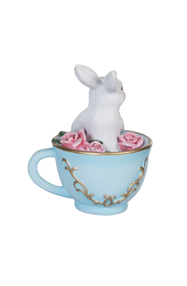 Gallerie II White Easter Bunny Blue Tea Cup Decorative Small Figurine 4", Alternate, color, Pink