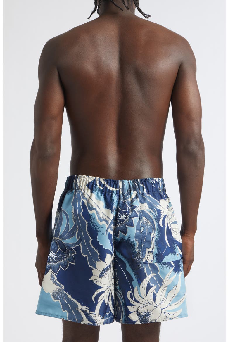Tropical Print Swim Trunks, Alternate, color, SAPPHIRE