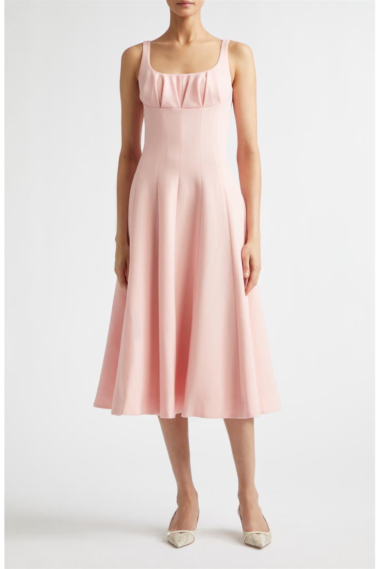 Collins Gathered Wool Crepe A-Line Dress, Main, color, LIGHT PINK