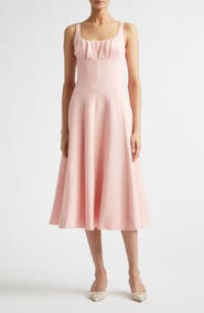 Emilia Wickstead Collins Gathered Wool Crepe A-Line Dress