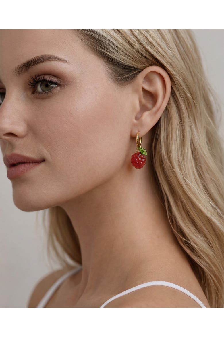 Harvest Raspberry Jade stone charm earrings, Alternate, color, Pink