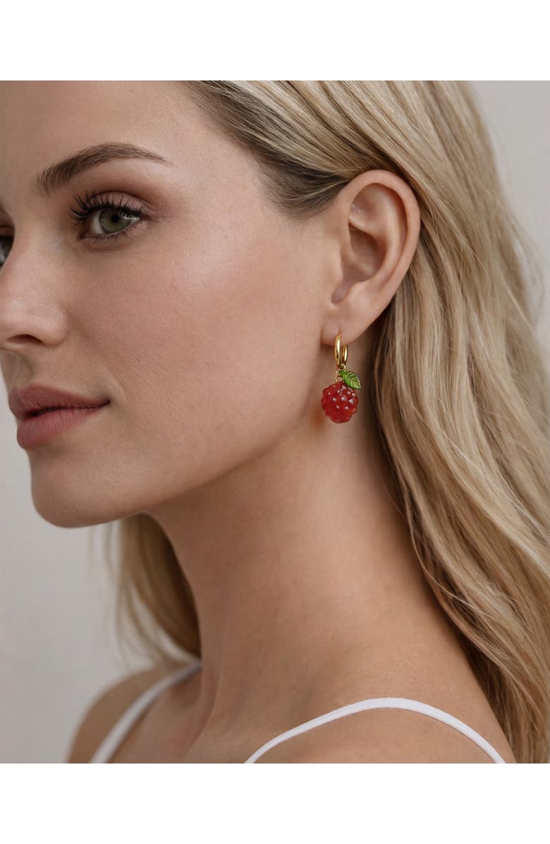 seree Harvest Raspberry Jade stone charm earrings, Alternate, color, Pink