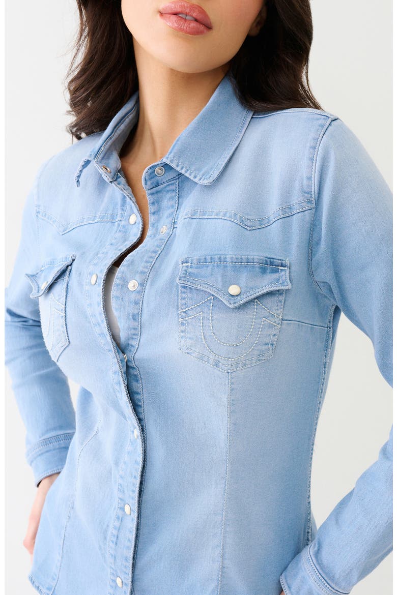 Western Long Sleeve Denim Shirt, Alternate, color, LIGHT BLUE WASH