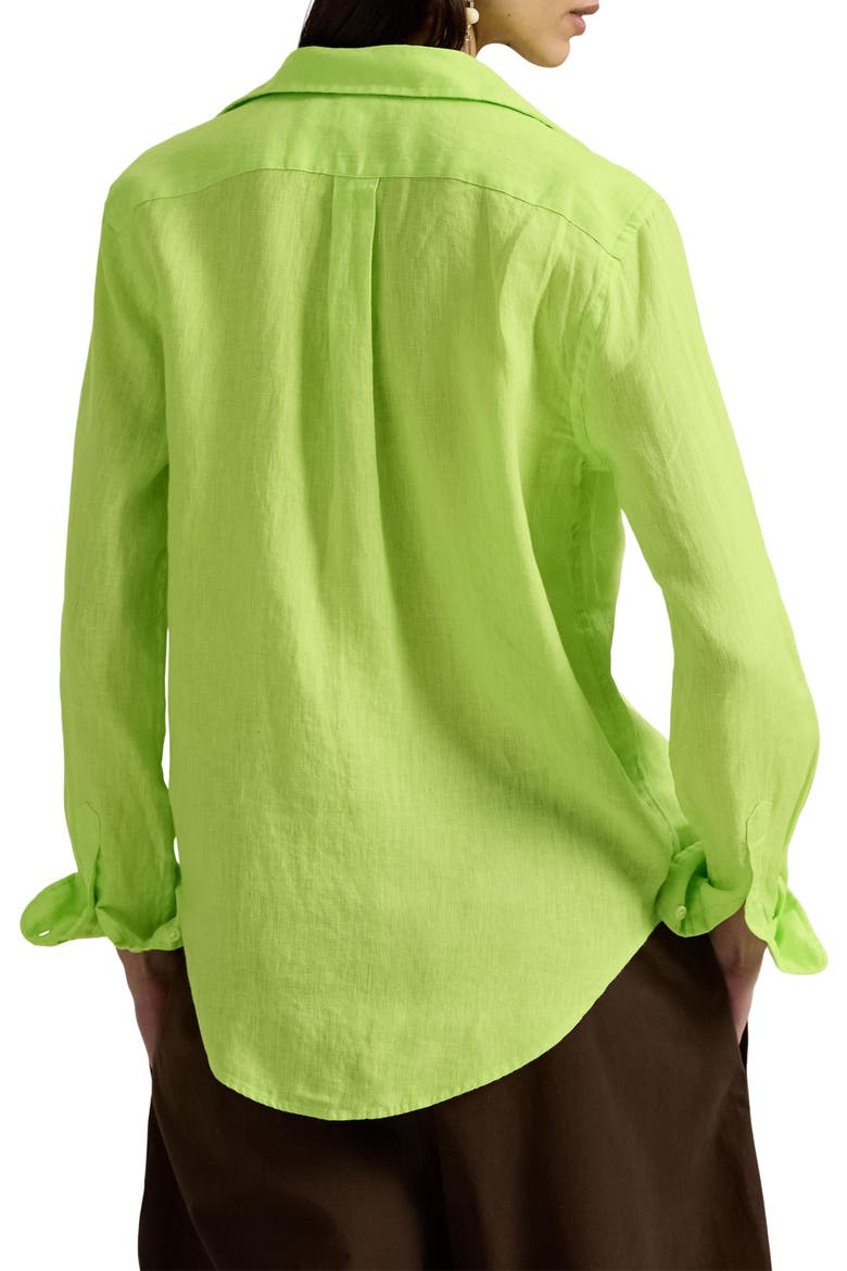 Classic Fit Linen Button-Up Shirt, Alternate, color, ELECTRIC LIME