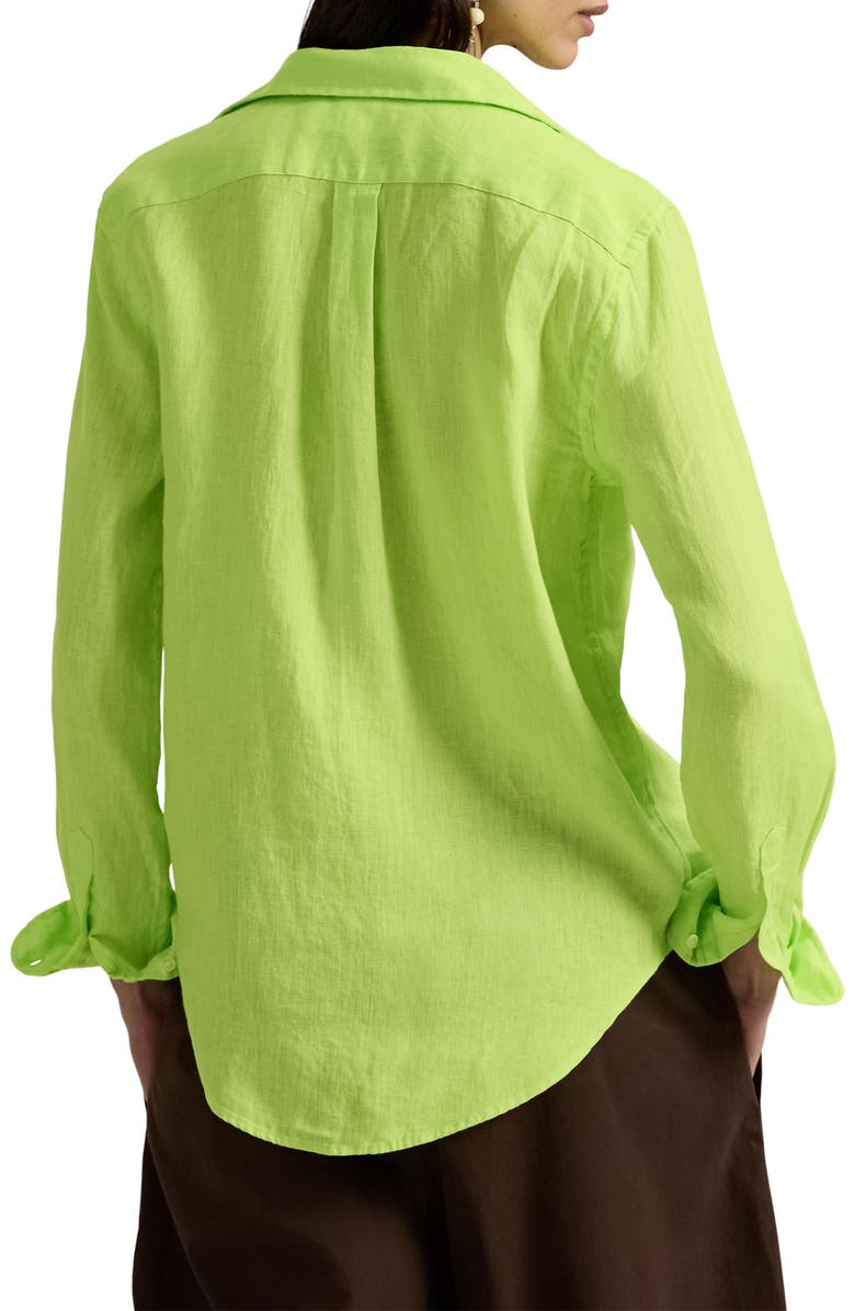 Polo Ralph Lauren Classic Fit Linen Button-Up Shirt, Alternate, color, Electric Lime
