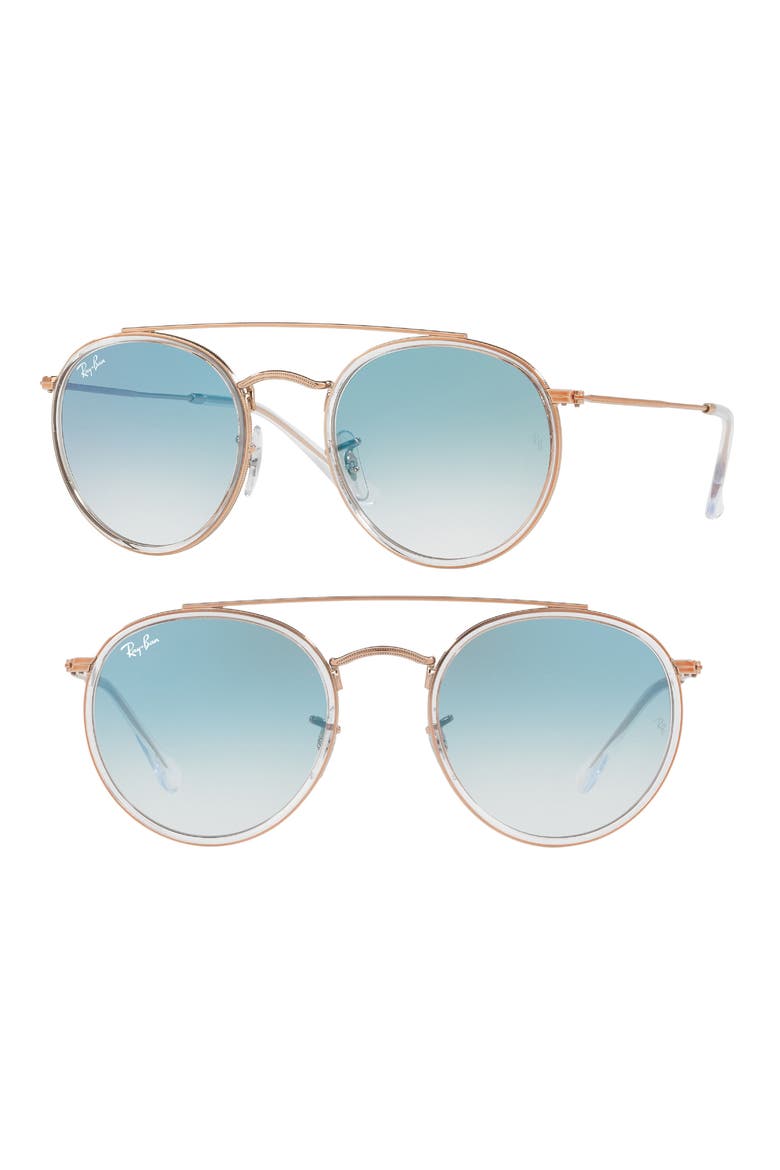 51mm Aviator Gradient Lens Sunglasses, Alternate, color, BLUE TRANSPARENT