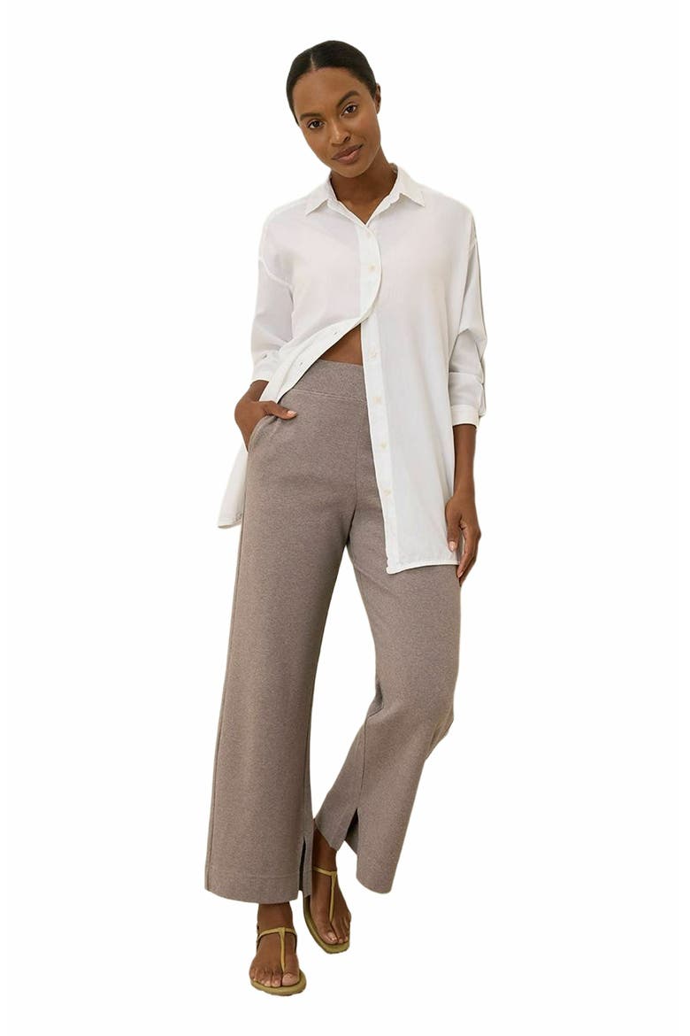 Organic Cotton Airplane Wide Leg Pant - 26" Inseam, Main, color, Deep Taupe Heather
